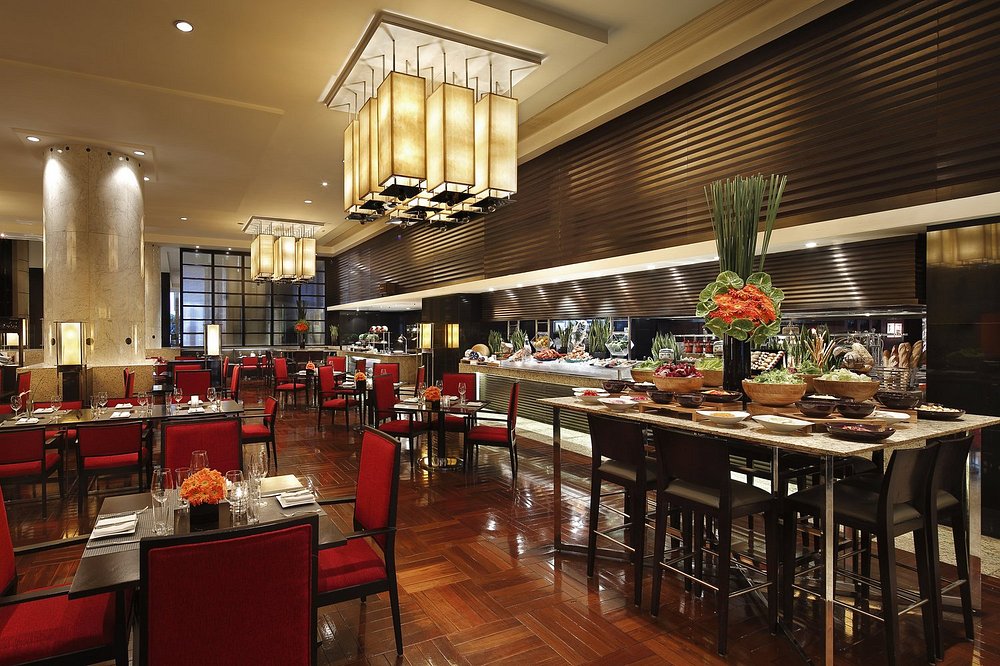 Custom hotel menus printed with Edikio Guest and displayed in the buffet restaurant and executive lounge at InterContinental Shanghai Pudong.